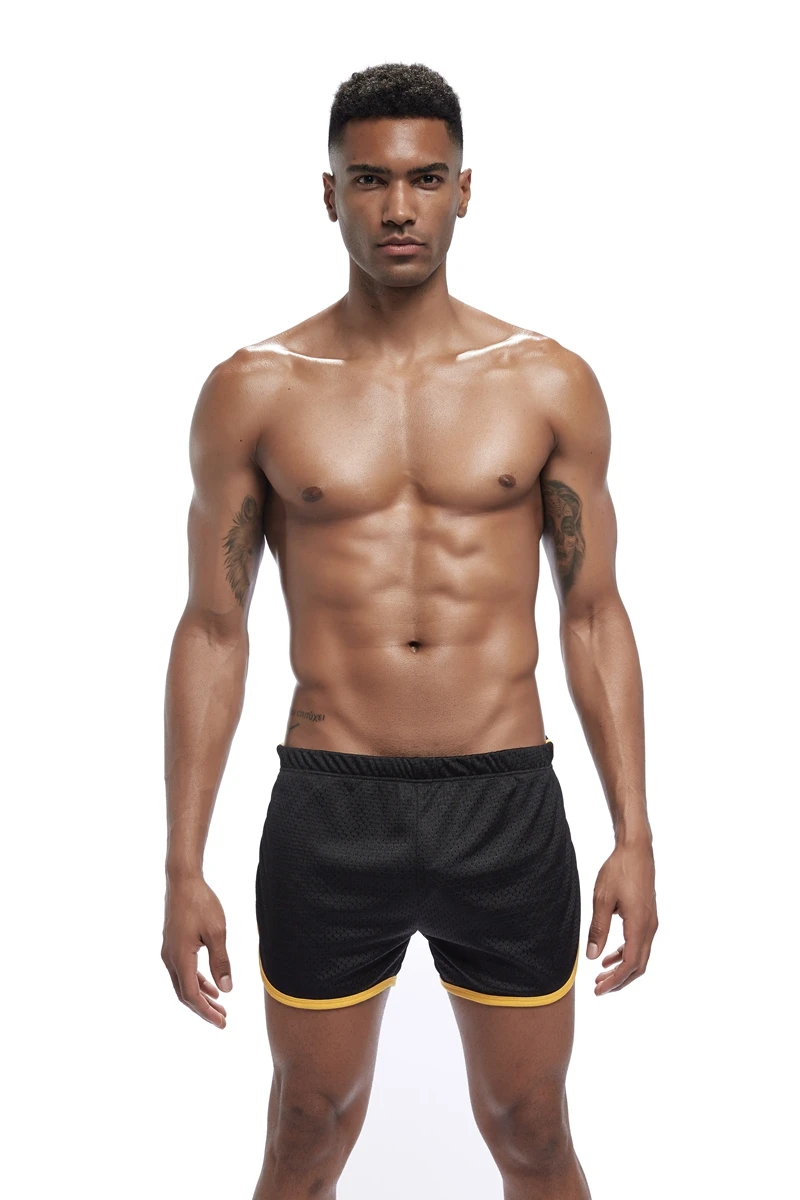 JOCKMAIL сетчатые дышащие быстросохнущие сексуальные мужские пляжные шорты спортивная одежда шорты для геев фитнес тренировки размера плюс M-3XL