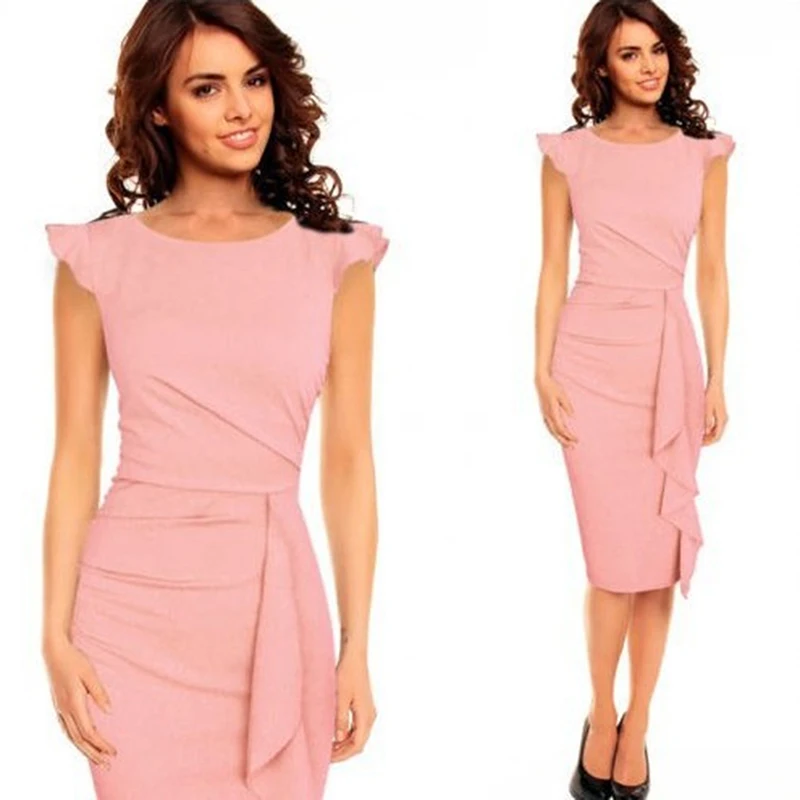 Летнее женское элегантное Плиссированное драпированное платье с рюшами