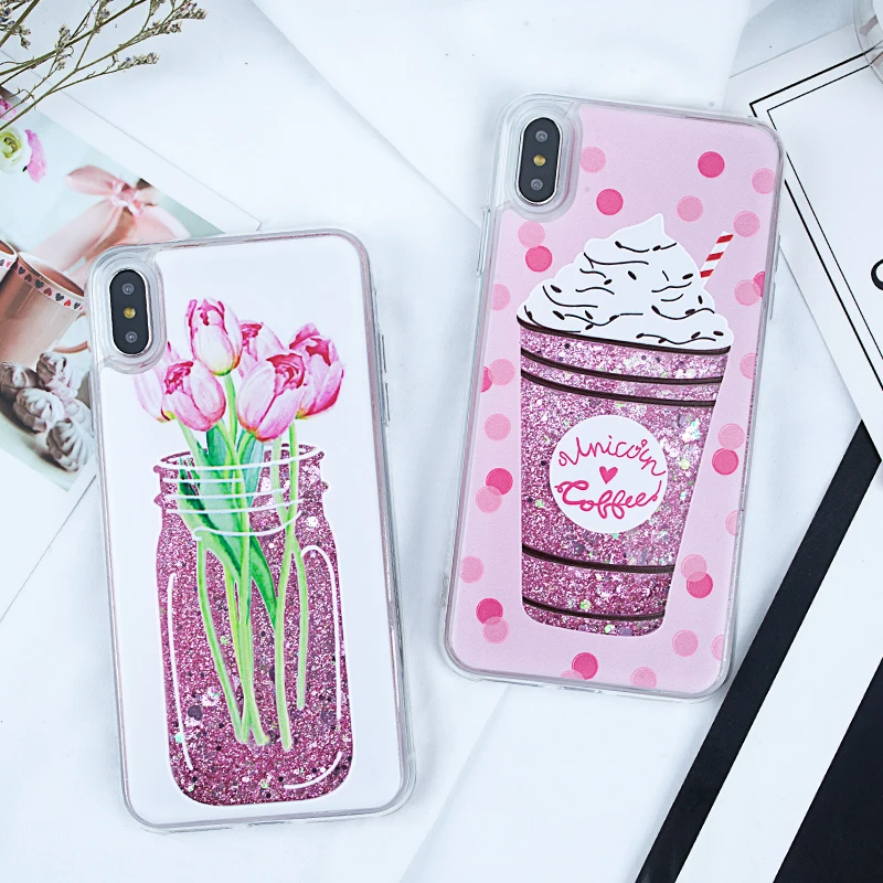 Жидкий зыбучий песок Блестящий сверкающий чехол для iPhone 6S Plus X 5S SE 6 7 8 XR XS Max TPU
