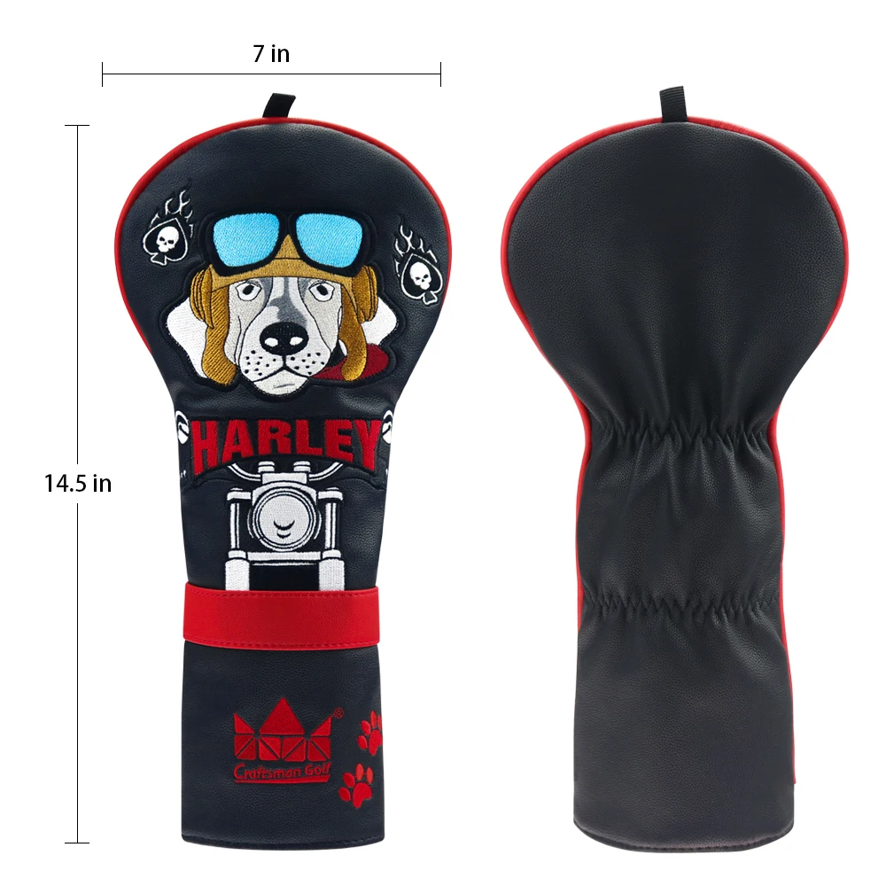 Черный и красный кожаный чехол для гольфа Harley вышивка Dr обтекатель спасательный головной убор драйвер/фарвэй/гибрид