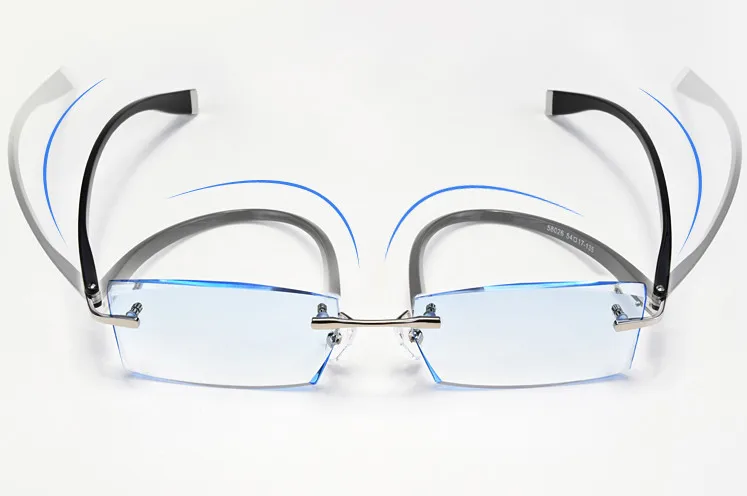 

Fashion Men myopia progressive glasses frame women rimless alloy diamond cutting myopia Glasses ultra-light Myopia Gradient blue