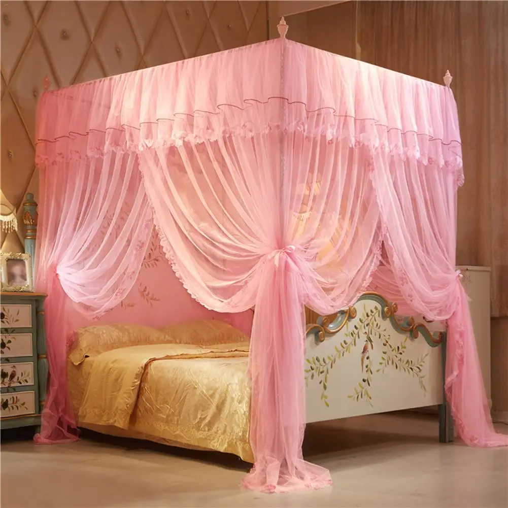 Роскошная принцесса с тремя отверстиями москитная кровать навес Дворцовый верх