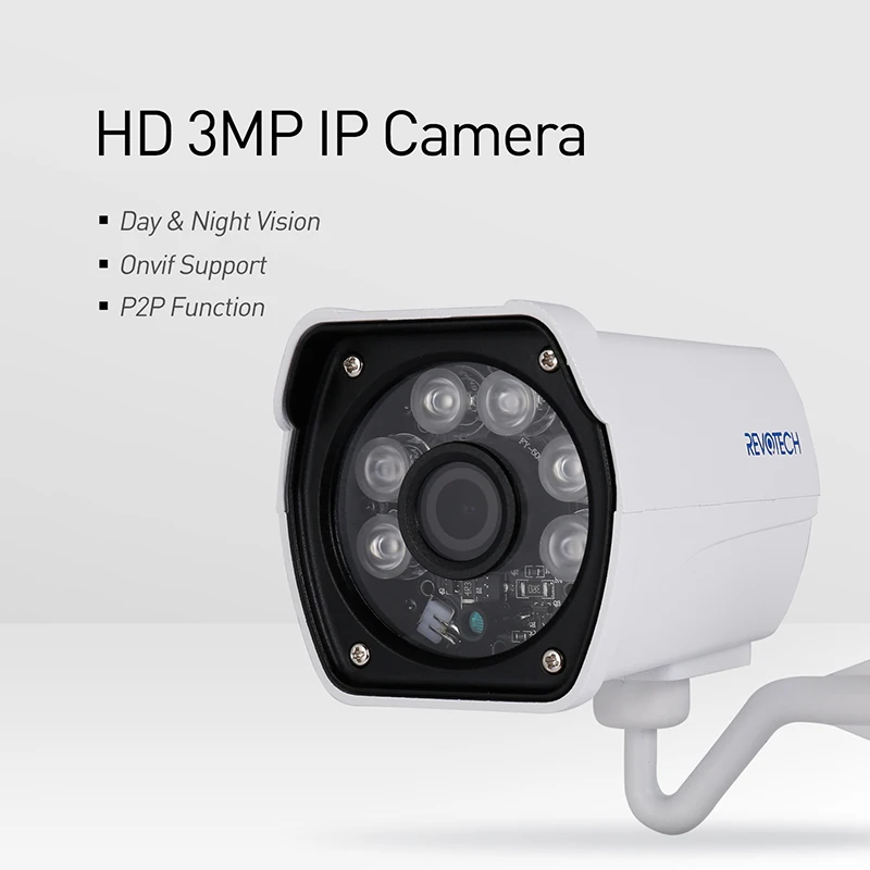 Водонепроницаемая 3MP IP камера H.265 POE 1296P / 1080P наружная светодиодная цилиндрическая