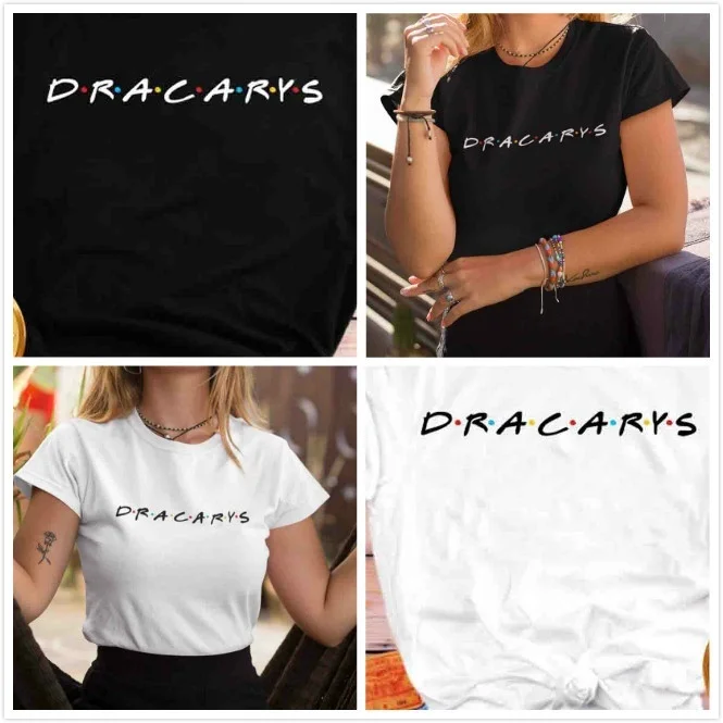 Kuakuayu HJN друзья Dracarys письмо футболка с принтом друзья ТВ шоу футболки с надписью Забавный уличная Outerfit Летняя мода футболки для девочек
