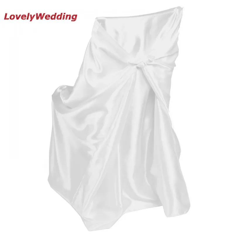 High quality White Universal Satin Chair Cover For Home Banquet Wedding Decoration/self-tie satin chair cover/covering the | Дом и сад