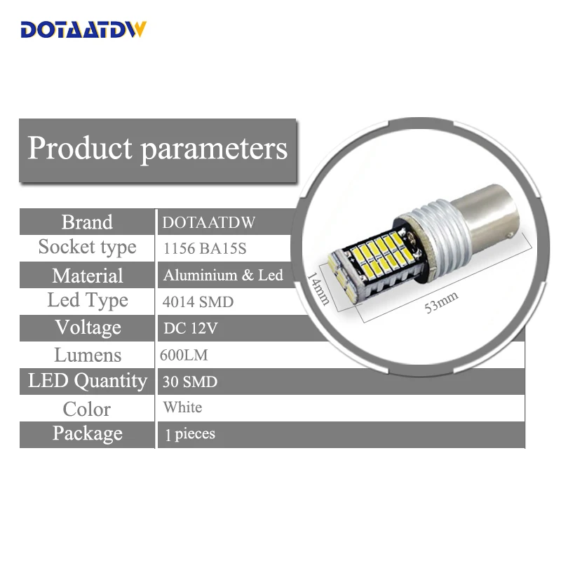 DOTAATDW 1x1156 P21W высокомощная CAN шина без ошибок светодиодный льная светодиодная