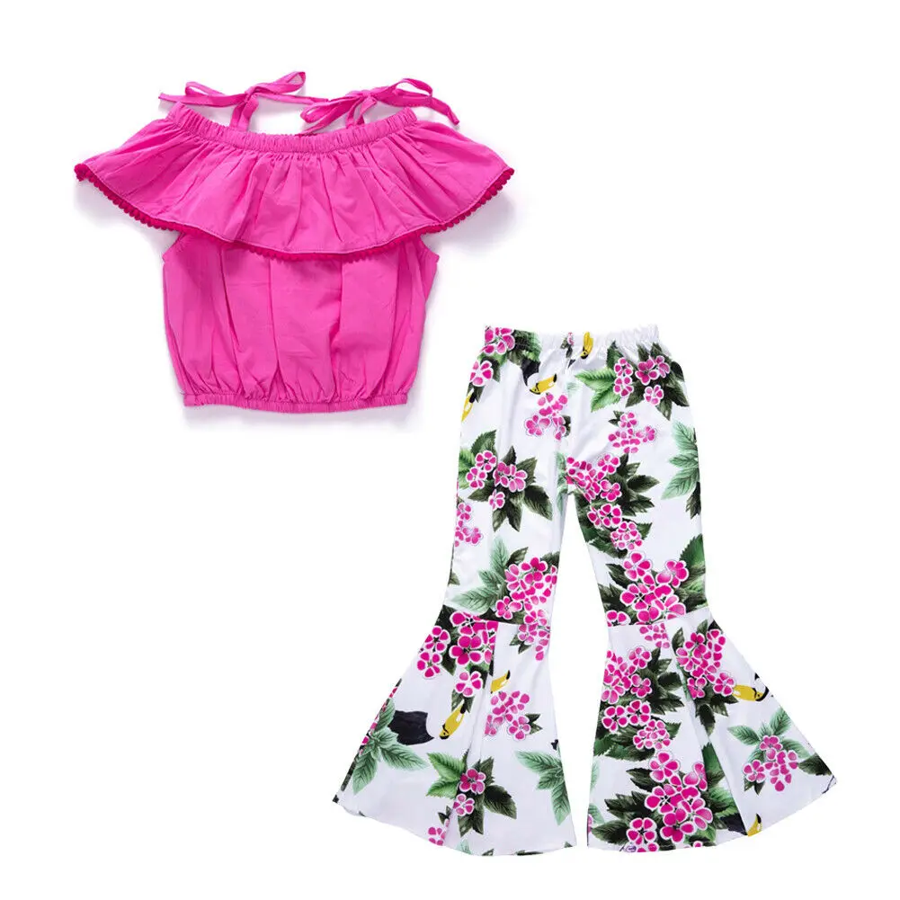 Комплект летней одежды из 2 предметов для маленьких девочек Однотонные Короткие