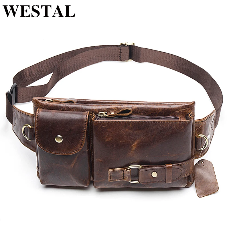 Кожаный поясной кошелек WESTAL для мужчин забавная дорожная сумочка на пояс телефон