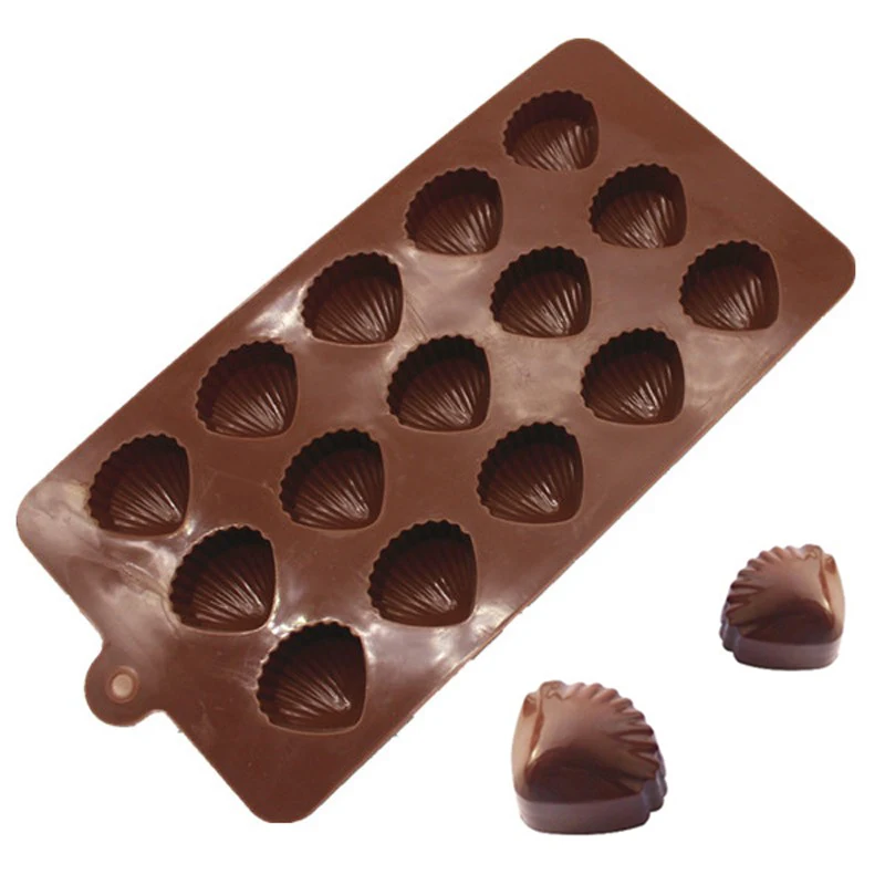 

ANGRLY 15 Holes Shell Shape Chocolate Mold Silicone Fondant Cake Mold Ice Cube Maker Mould DIY Cake Decoration Tool Cake Candy