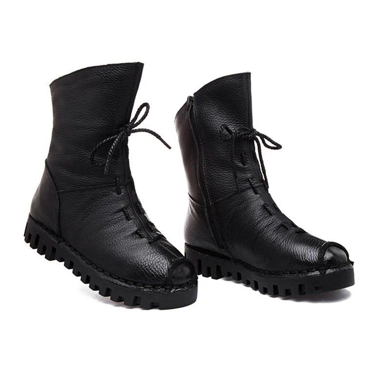 

YAERNI Genuine leather Women Rubber Boots Women Winter Shoes Botas Feminina Female Fashion Boots For Women botas mujer E620