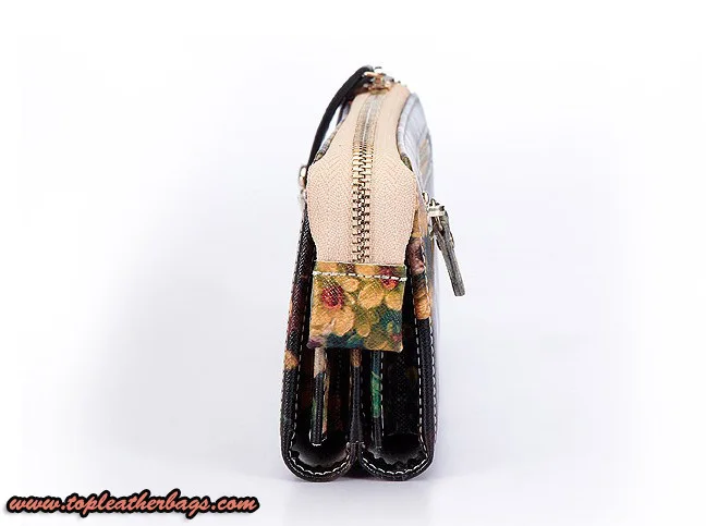 Romantic Oil Painting Bright Vintage Geometry Printed Genuine Leather Clutch|leather bandana|clutch leather bagclutch automatic |