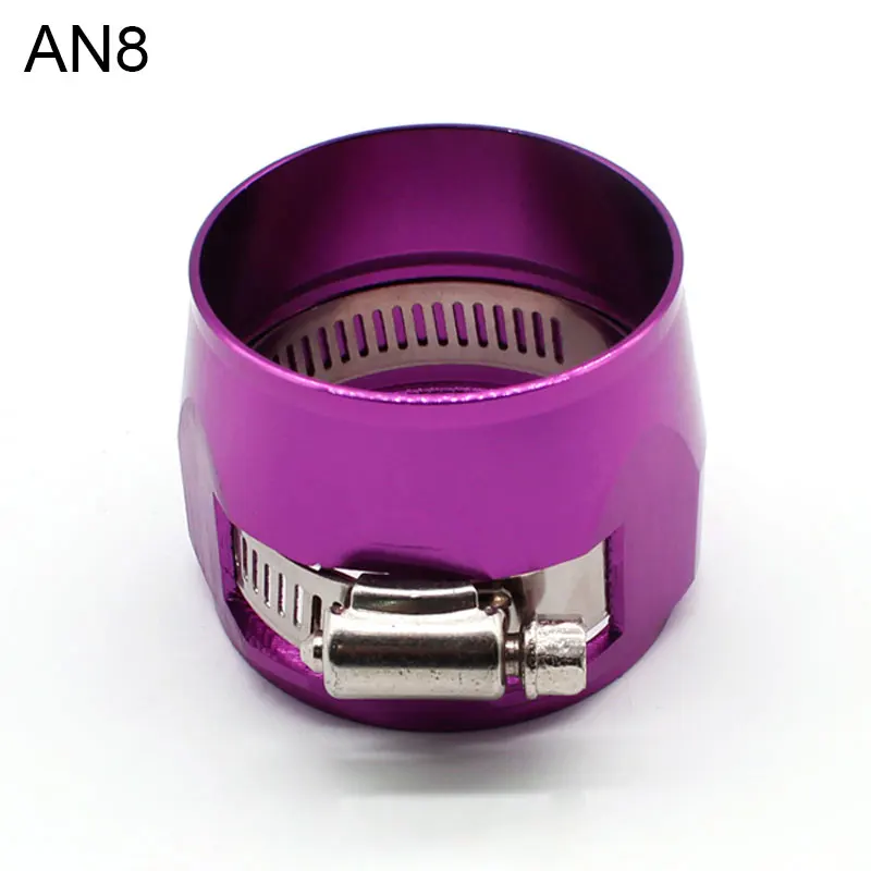 AN8 PURPLE Car Accessories Oil Fuel Hose Clamp Hex Finishers Aluminum Hose End Fitting Oil Water Pipe Adapter AN4 AN6 AN8 - Цвет: AN8 PURPLE