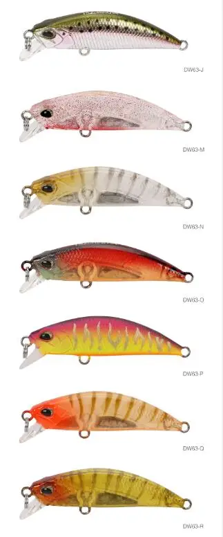 JMNOPQR DW63 TSURINOYA DW63 7pcs 50mm 5g Sinking Minnow Hard bait Fishing Lures Mini Minnow Treble hook Artificial bait - Color: JMNOPQR DW63