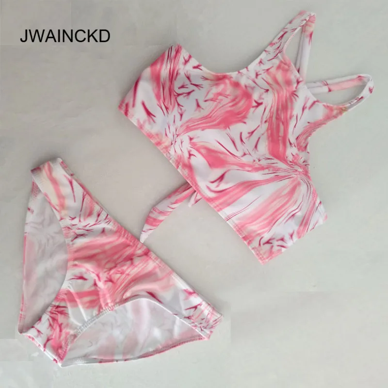 

JWAINCKD 2018 Sexy Style High Neck Bikini Swimwear Women Swimsuit Brazilian Bikini Set Print Halter Top Beach wear Bathing Suits