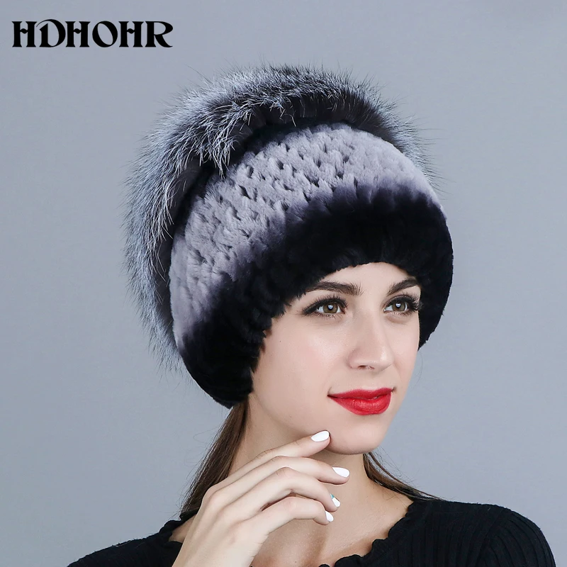 HDHOHR 2020 Новые шапки из натурального меха настоящая женская Шапка бини