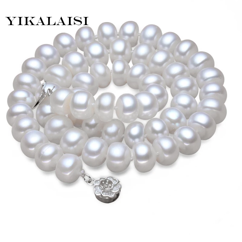 Женское ожерелье из серебра 2017 пробы с натуральным пресноводным жемчугом 8-100%-11