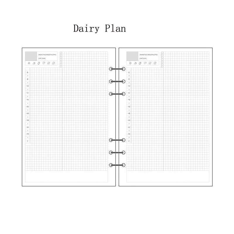 Dairy Plan Внутренний блокнот EZONE, сменные основные страницы A5/A6/A7, 6 отверстий, вкладыш для ноутбука, заправка, офисные канцелярские принадлежности, молочный план - Цвет: Dairy Plan