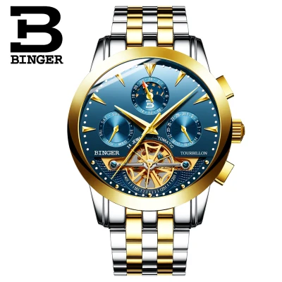 Мужские УКАЗАТЕЛЬ ФАЗ ЛУНЫ Tourbillon автоматические механические Часы Топ люксовый