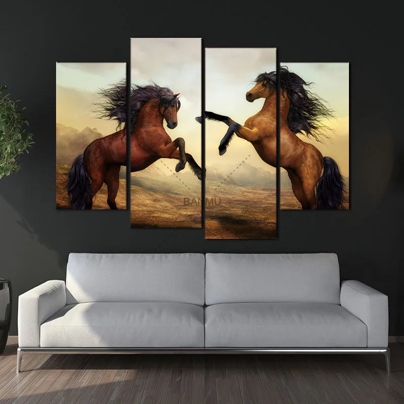 

HD Canvas Prints Home Decor Wall Art Painting Horse Modern Art 4pcs (No Frames)