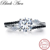 black awn 925 sterling silver fine jewelry trendy engagement bague for women wedding rings size 6 7 8 c056