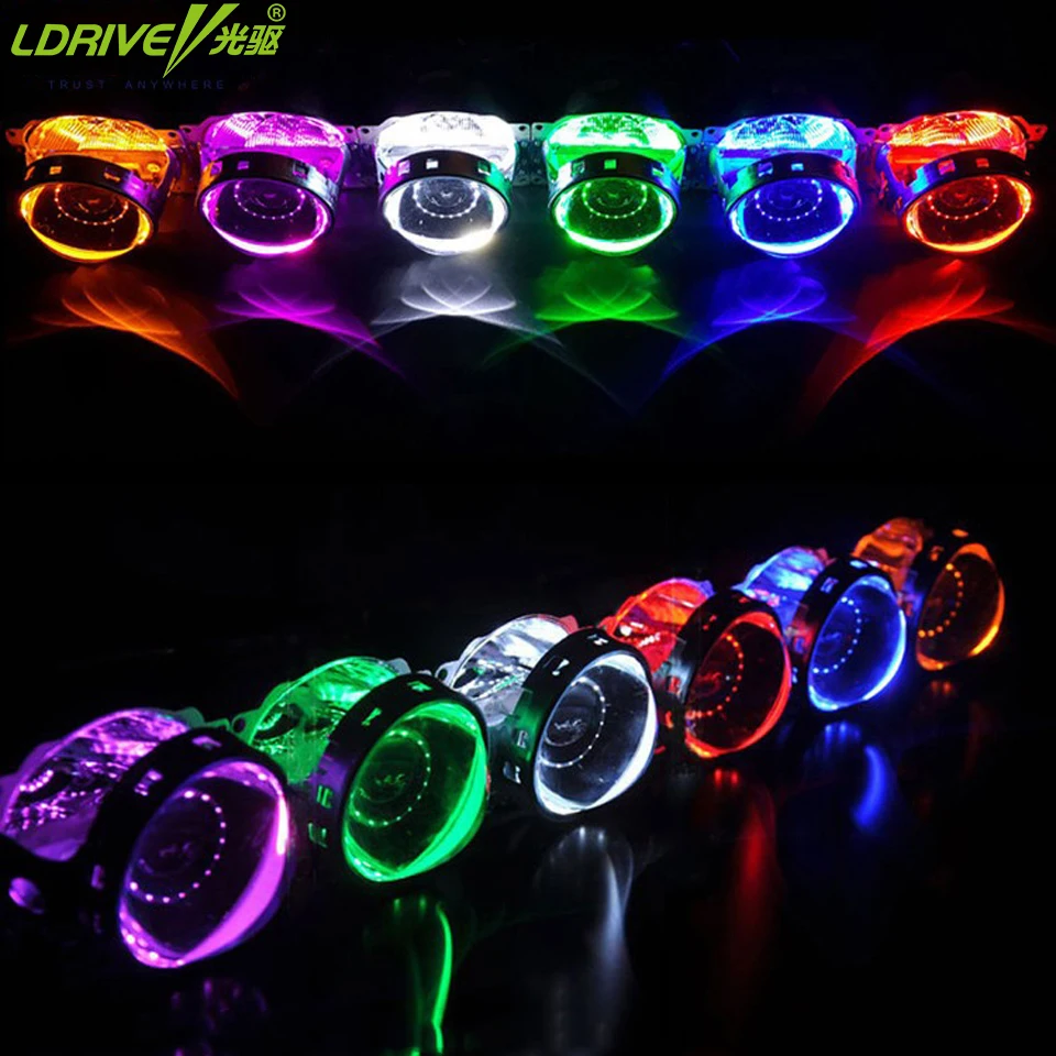 LDRIVE 360 градусов 3 0 дюймов светодиодный ные фары Devil Eyes линзы для проектора кольцо