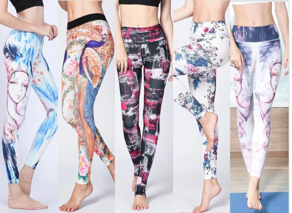 Модные штаны для йоги с принтом леггинсы женские эластичные пуш ап со средней