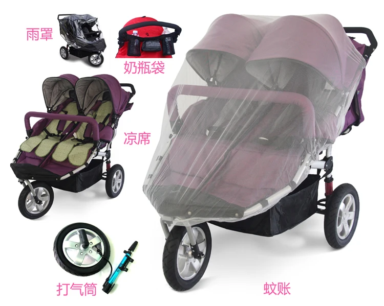 Babyboom внедорожная детская коляска для близнецов с пневматическими колесами, двойная детская коляска