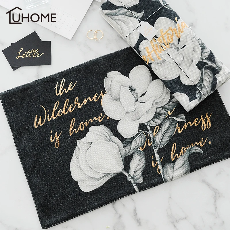 Домашний коврик украшение черный эскиз 3D Цветочный дизайн Настольная изоляция