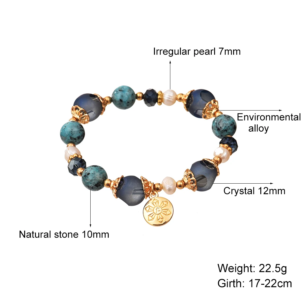 Женский браслет с натуральным камнем Boho этнический Регулируемый бусинами