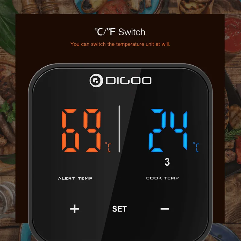 Digoo DG FT2303 трехканальный умный bluetooth приложение управления барбекю термометр