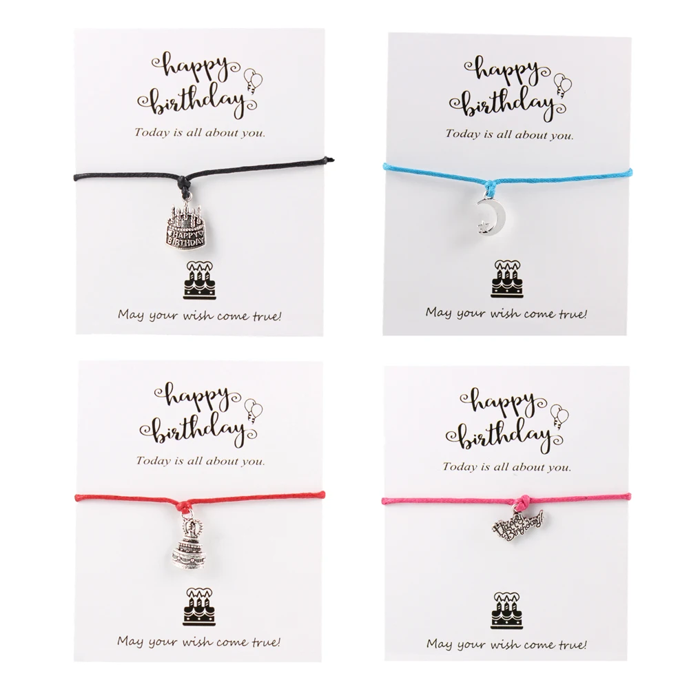 Счастливый день рождения торт амулеты Браслеты подарок Луна и звезда Желаю