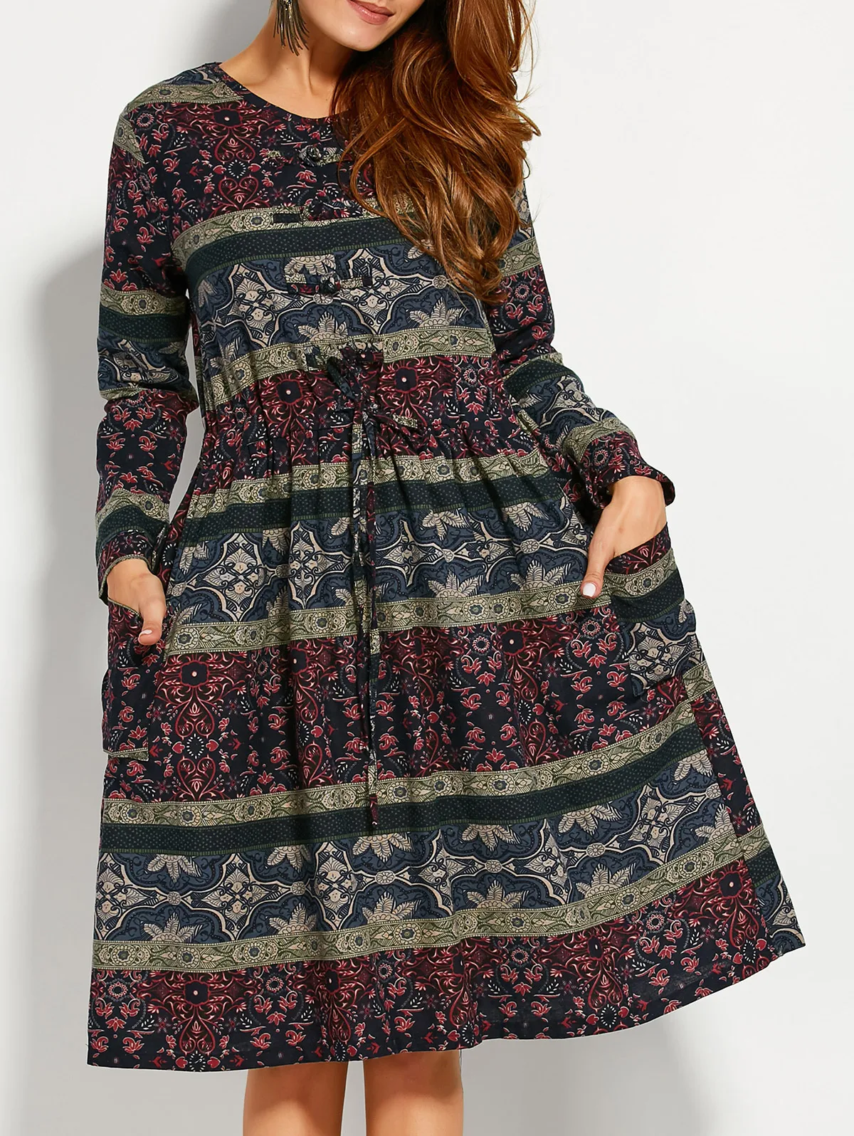 Женское платье в стиле бохо с этническим принтом летняя длинная туника богемное