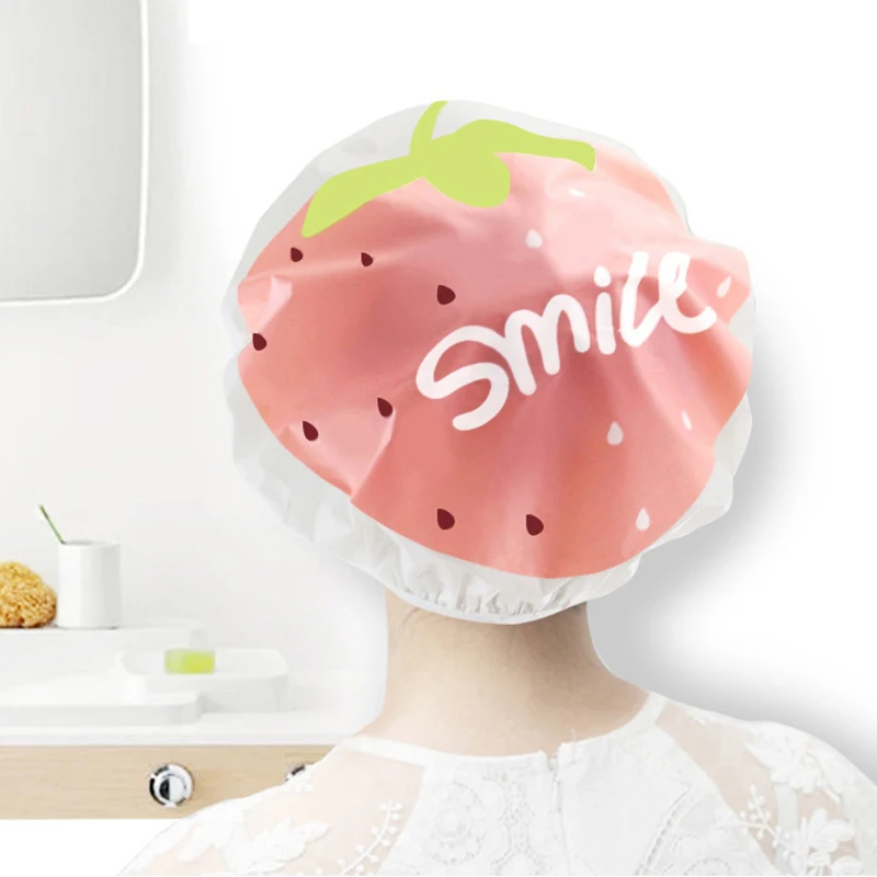 

1PC Shower Cap Hair Protection Waterproof cap Shower hat Cute cap Shower Cartoon Hair Cover Bath Hat Spa Hats Fruit Pattern
