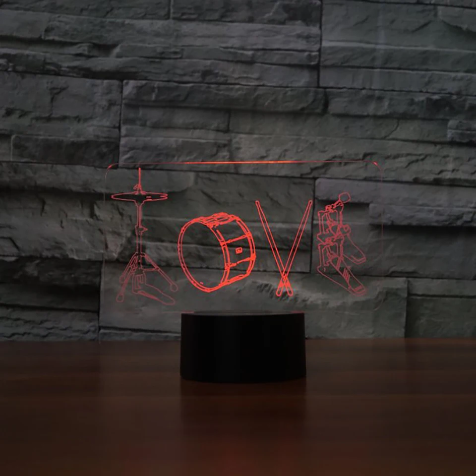 3D LED ночник барабанная лампа крутой мальчик спальня Ночник декор Bulbing детские