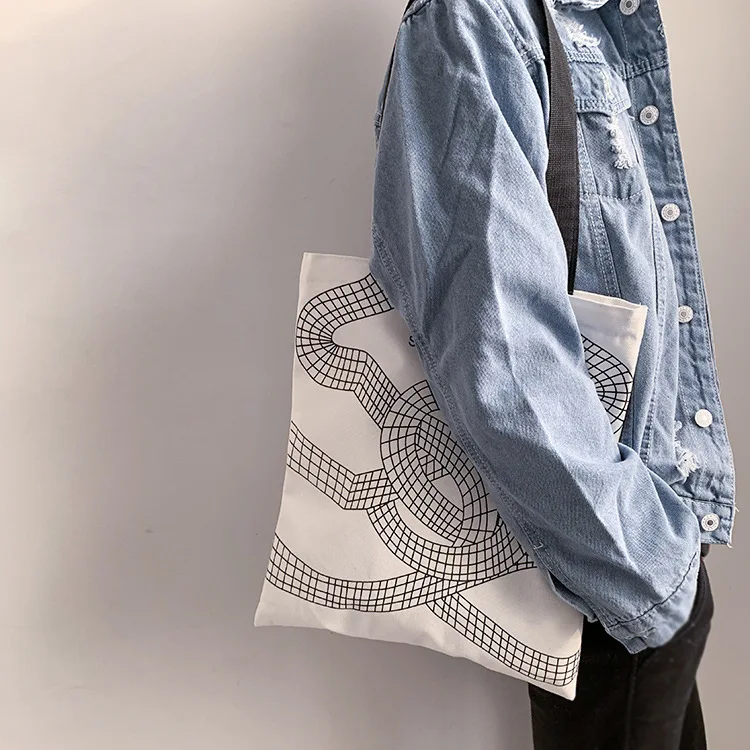 Женские холщовые сумки на плечо хлопковые для покупок с молнией мягкая сумка