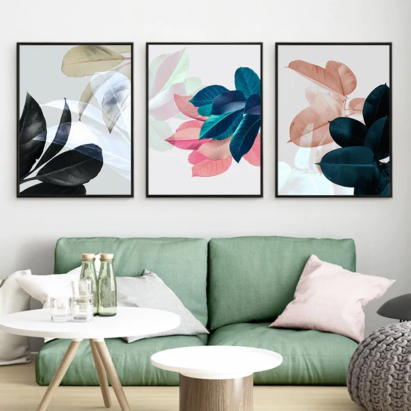 Темно-зеленые листья холст плакат Wall Art плакаты с живописью и принты Nordic