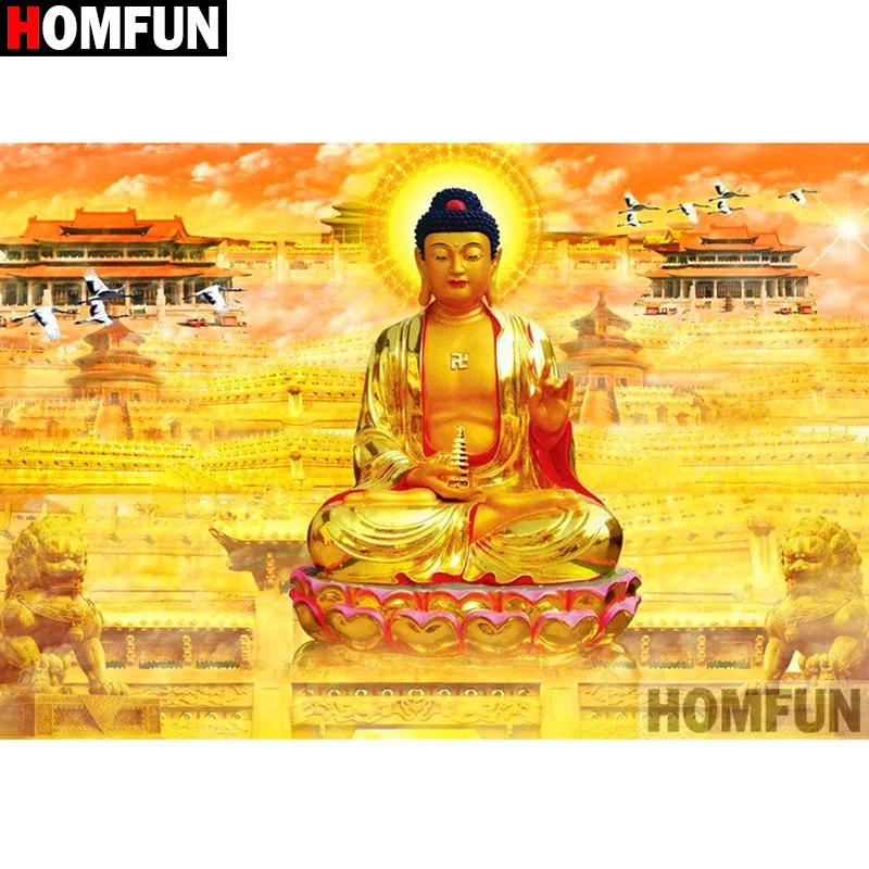 Алмазная живопись HOMFUN религиозный Будда картина из квадратных/круглых страз 5D