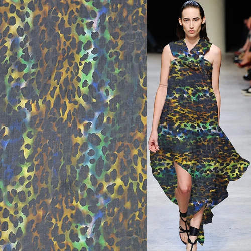 Модный Цветной леопардовый дизайн с принтом 100% шелковая шифоновая ткань 8 momme SCF088