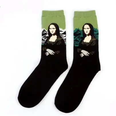 W029 Mona Lisa Осень-зима, новинка, 3D Ретро стиль, художественные носки, унисекс, для женщин и мужчин, забавные, новинка, звездная ночь, винтажные носки, масляные, счастливые носки, хит - Цвет: W029 Mona Lisa