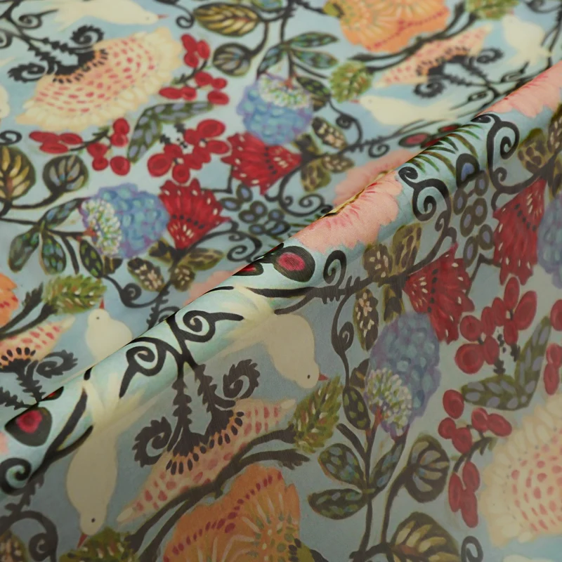 Ретро Сад цифровая струйная Шелковая гладкая ткань 5 мм легкая шелковая