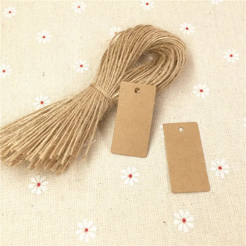 Винтажные прямоугольные этикетки для одежды 400 шт./лот крафт бумага пеньковые