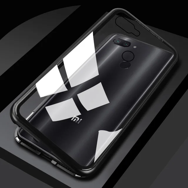 Black Магнитный флип-чехол для Xiaomi mi 8 светильник чехол для Xiaomi mi 8 Lite 8 Lite закаленное стекло задняя крышка Xio mi 8 Xio mi Xao mi 8 - Цвет: Black