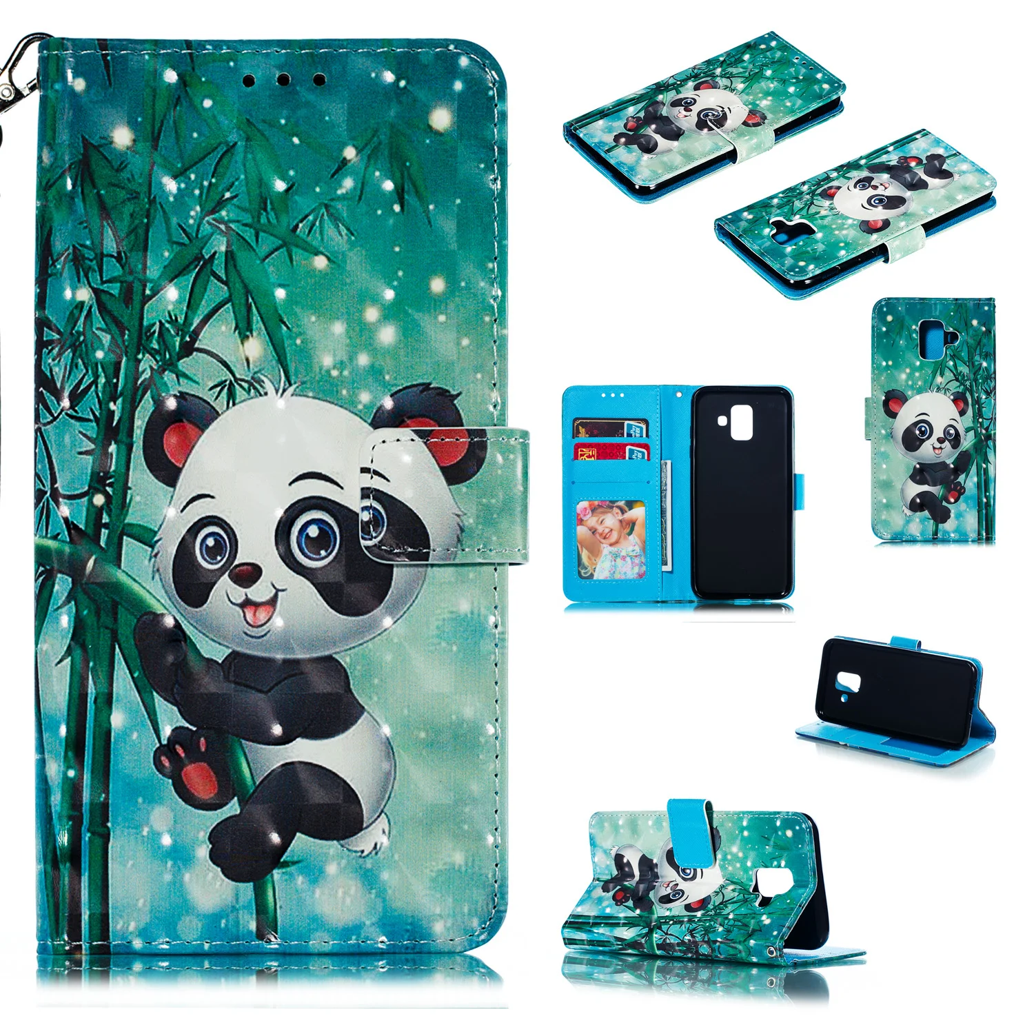 Luxury Magnetic Clasp Wallet Stand PU Leather Bag Cover Flip Phone Case 3D Pattern Animals For Samsung A6 A6Plus A7 J8 2018 |