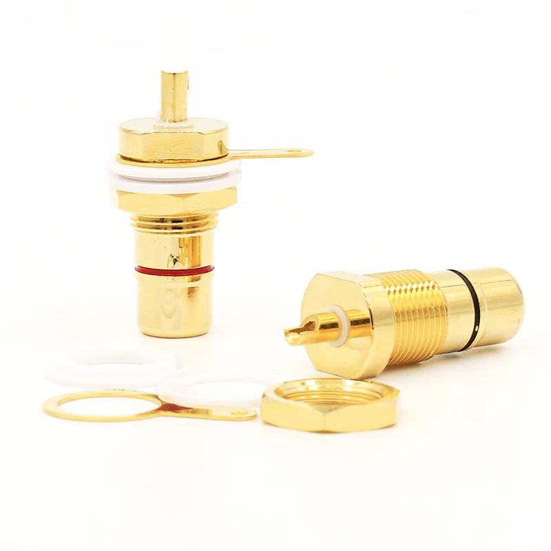 Позолоченный гнездовой разъем RCA крепление на шасси|connectors gold|connector femalechassis connector |