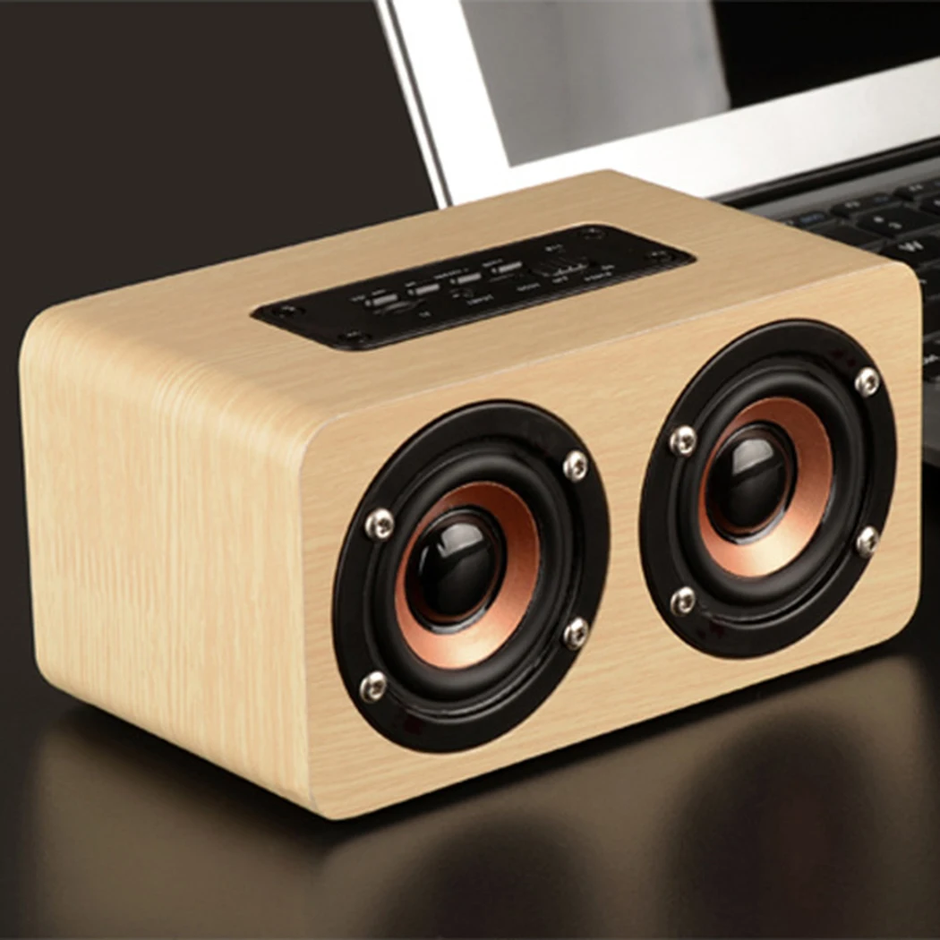 Bluetooth Беспроводной с Hands Free карты памяти AUX IN Динамик Ретро древесины HIFI 3D двойной