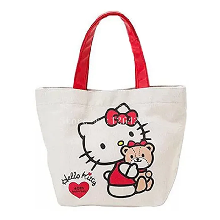 

New Fashion KT Girls Woman Small Canvas Handbags Woman Lunch Bags