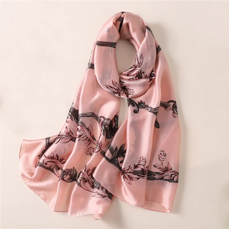 Длинные мягкие пляжные шаль foulard Soie sjaal женский шарф Шелковый шарф люксовый бренд ретро шарфы с цветочным принтом для женщин