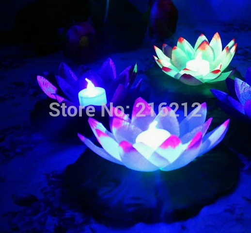 Диаметр 19 см Светодиодная лампа лотоса красочно изменен плавающий бассейн воды