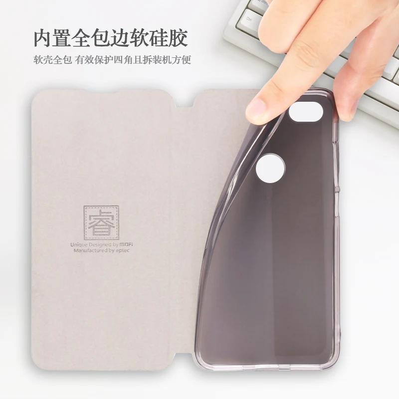 Для Xiaomi Mi 8 Lite Оригинальный MOFi Серии Rui Роскошный кожаный флип-чехол для Mi8