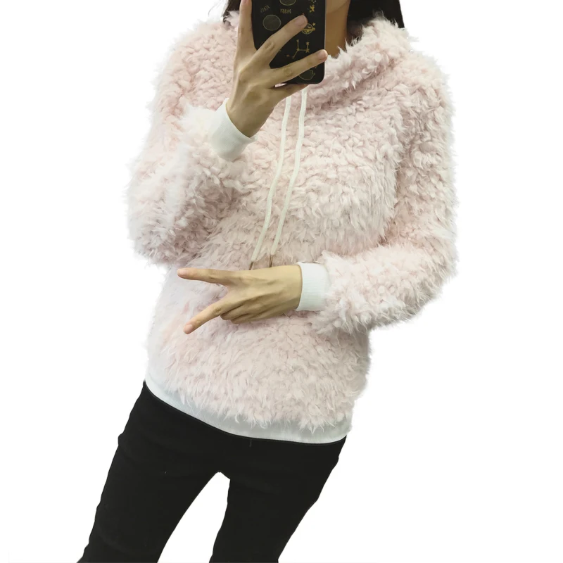 2018 autumn winter women's candy color sweater fashion hooded collar long-sleeved casual loose knitted ladies | Женская одежда